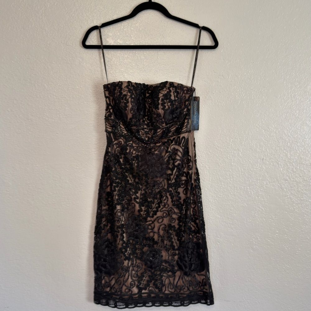 New vintage y2k Sue Wong Black Strapless Lace embellished wedding guest Dress - Picture 2 of 14
